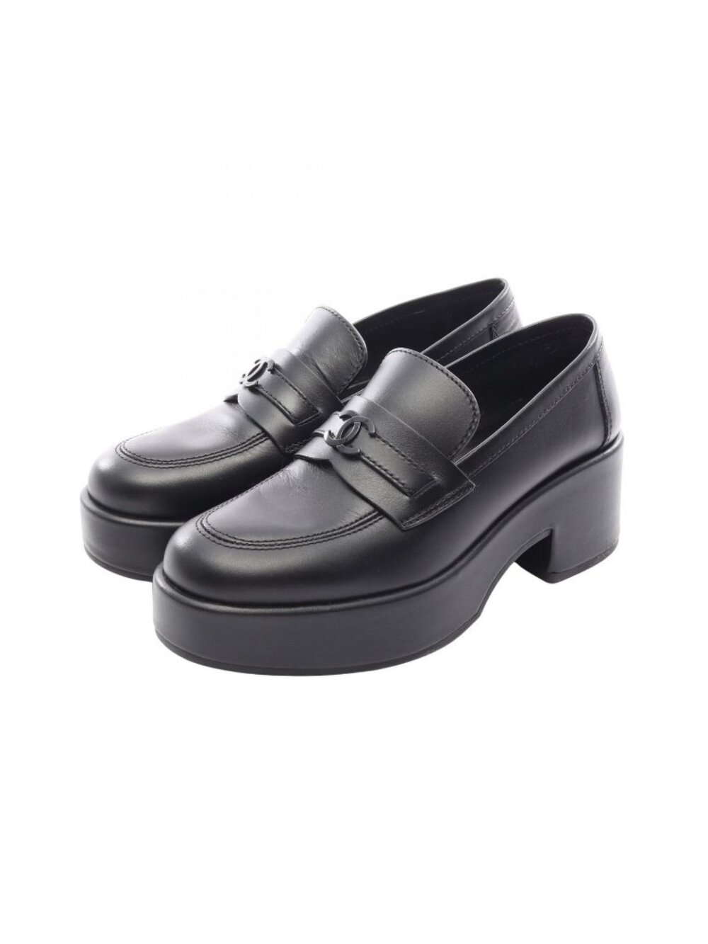 Chanel Loafers CC Logo Platform Leather